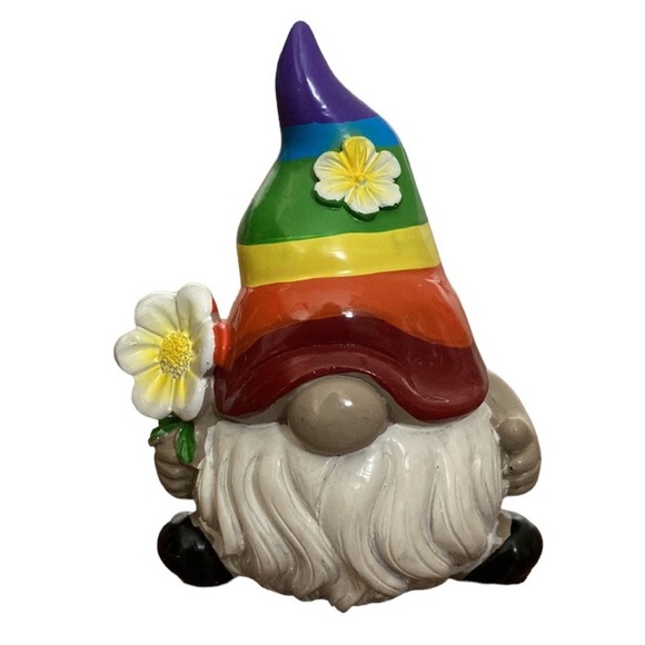 None Accents Rainbow Garden Gnome Figurine New Ceramic Pride Shelf